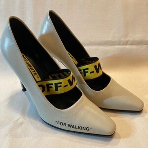 OFF-WHITE  "For Walking" signature logo heels